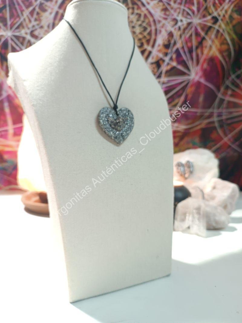 Orgonita Auténtica / Electronite Colgante Corazón con Angelito - Imagen 2