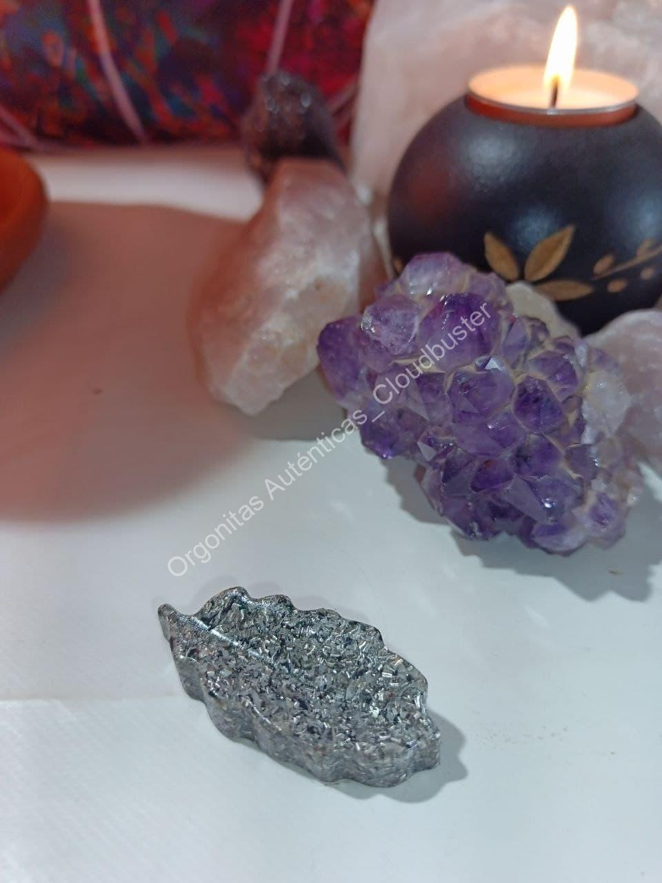 Orgonita Auténtica / Electronite Hoja Alargada decorativa con Picos