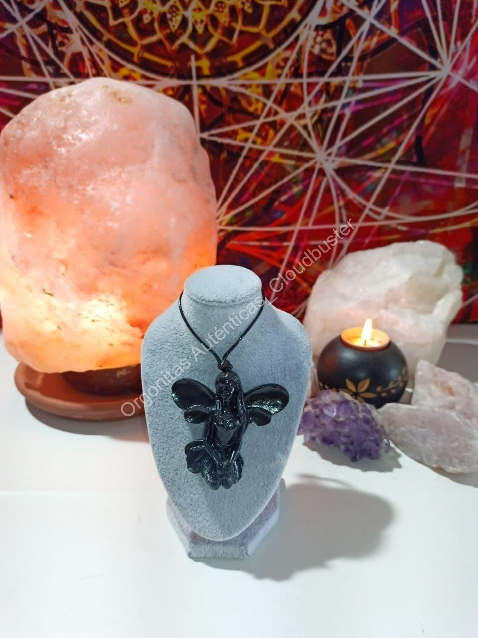 Colgante Orgonita Auténtica Magnetita Hada 2 Alas - Imagen 3