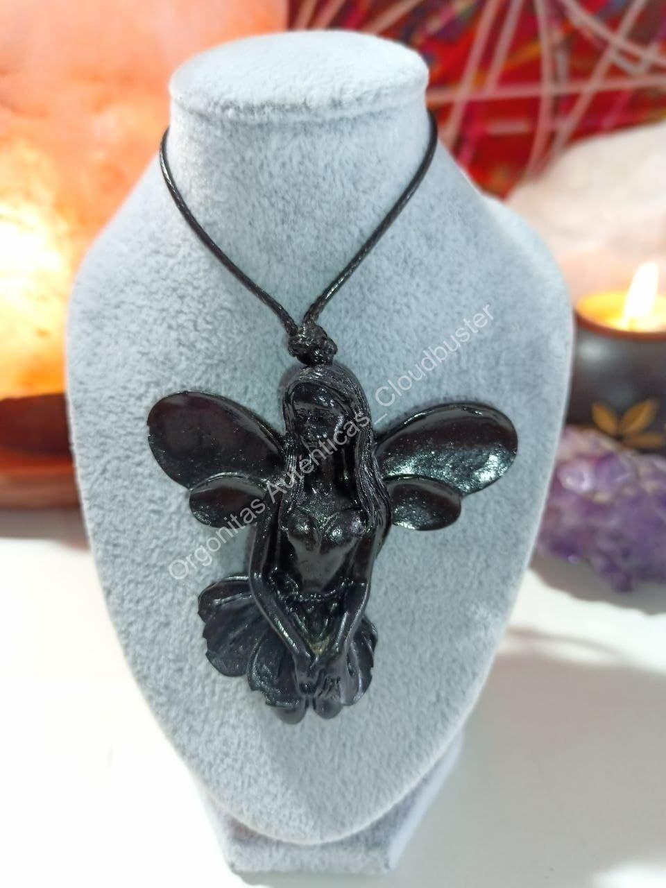 Colgante Orgonita Auténtica Magnetita Hada 2 Alas