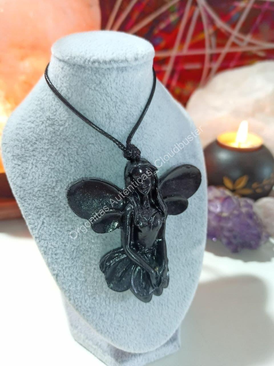 Colgante Orgonita Auténtica Magnetita Hada 2 Alas - Imagen 2