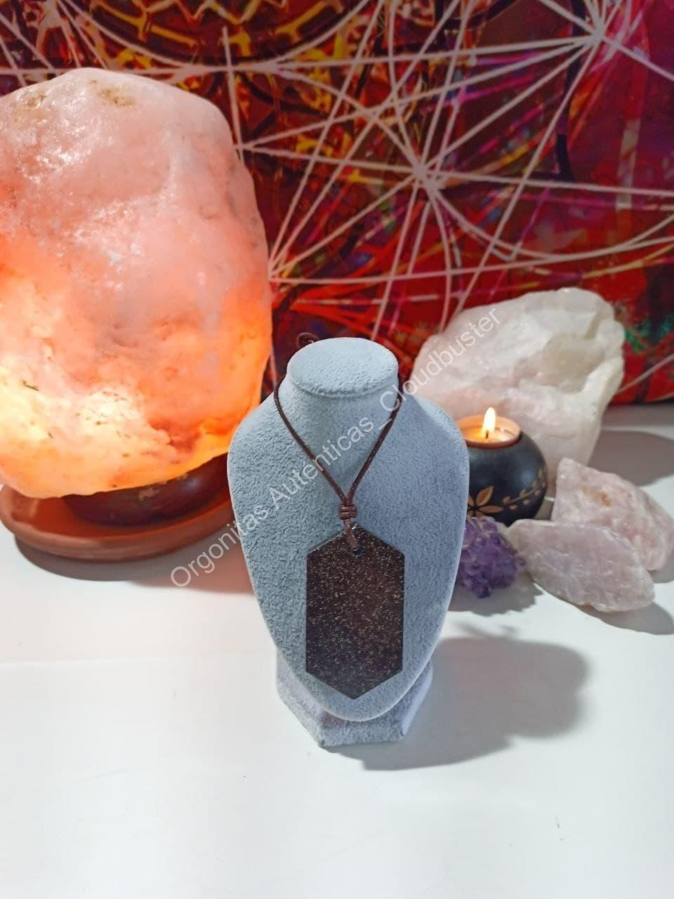 Orgonita Auténtica VIRUTA PEQUEÑA DE HIERRO colgante Chapa Hexagonal - Imagen 3