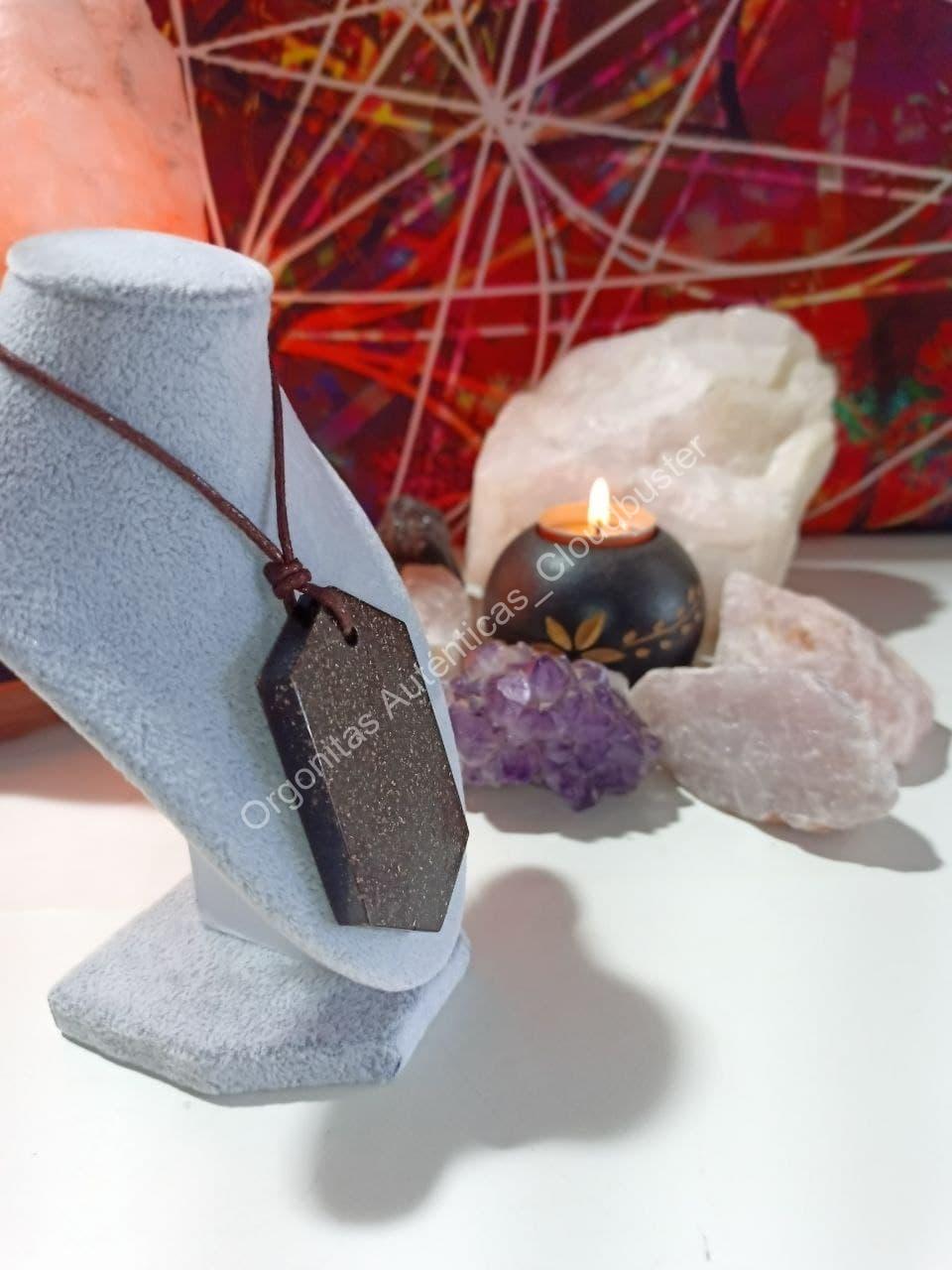 Orgonita Auténtica VIRUTA PEQUEÑA DE HIERRO colgante Chapa Hexagonal - Imagen 2