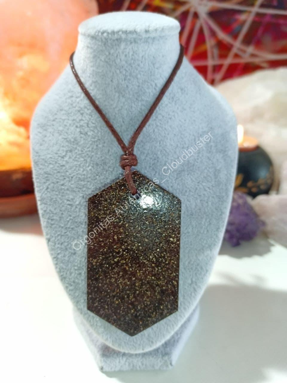 Orgonita Auténtica VIRUTA PEQUEÑA DE HIERRO colgante Chapa Hexagonal