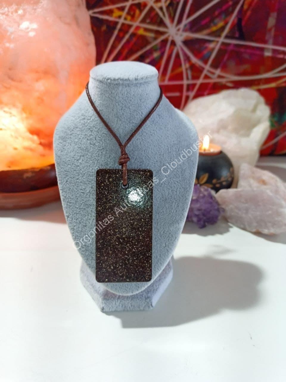 Orgonita Auténtica VIRUTA PEQUEÑA DE HIERRO colgante Chapa Rectangular - Imagen 3