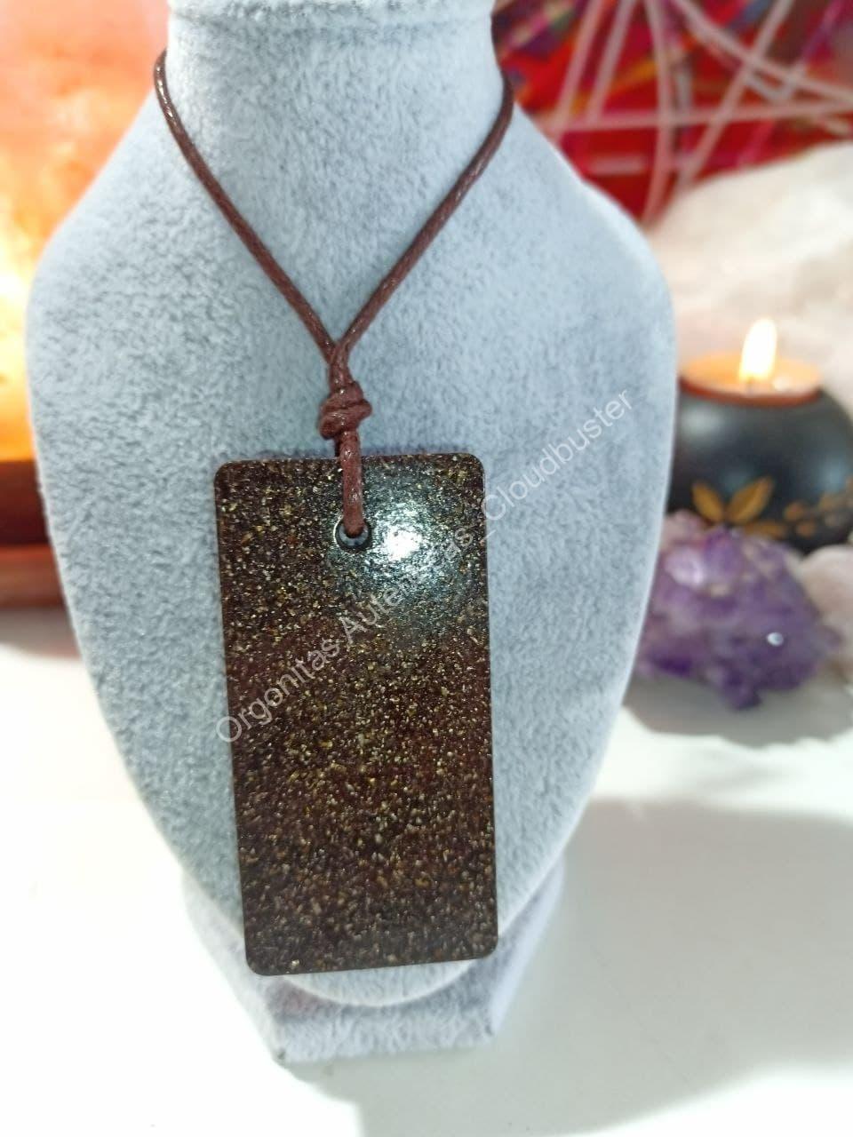 Orgonita Auténtica VIRUTA PEQUEÑA DE HIERRO colgante Chapa Rectangular