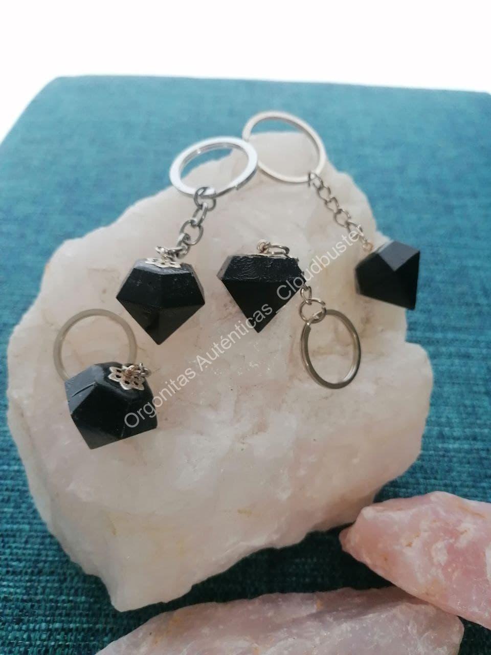 Orgonita Auténtica LLAVERO DE MAGNETITA formato DIAMANTE