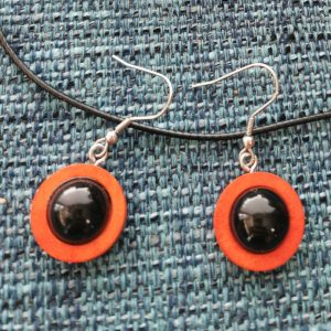 Pendientes de Shungita y madera 2 colores