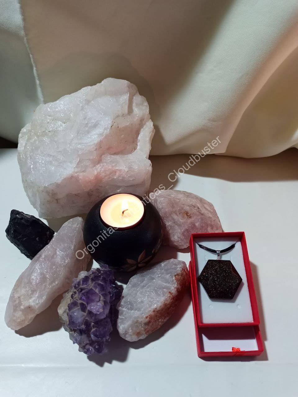 Orgonita Auténtica VIRUTA PEQUEÑA DE HIERRO colgante Hexágono - Imagen 4