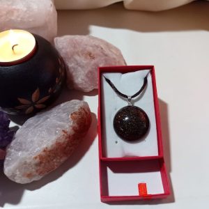 Orgonita Auténtica VIRUTA PEQUEÑA DE HIERRO colgante Semicírculo Grande