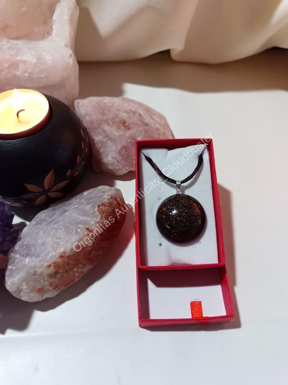 Orgonita Auténtica VIRUTA PEQUEÑA DE HIERRO colgante Semicírculo Grande - Imagen 4