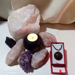 Orgonita Auténtica VIRUTA PEQUEÑA DE HIERRO colgante Semicírculo Pequeño