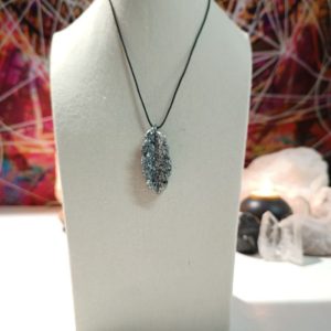 Orgonita Auténtica / Electronite Colgante Hoja Alargada con Picos