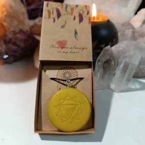 Orgonita Auténtica / Electronite Colgante o llavero Plexo Solar formato Semicírculo