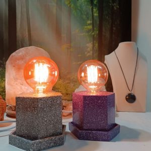 Lámpara mesita formato HEXAGONAL Orgonita Auténtica / Electronite