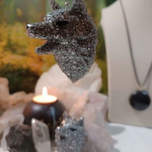 Orgonita Auténtica / Electronite Llavero Cabeza Lobo